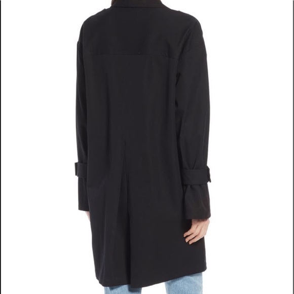 NEW SOMETHING NAVY Black Easy Oversized Tench Coat Size Medium - Picture 2 of 7